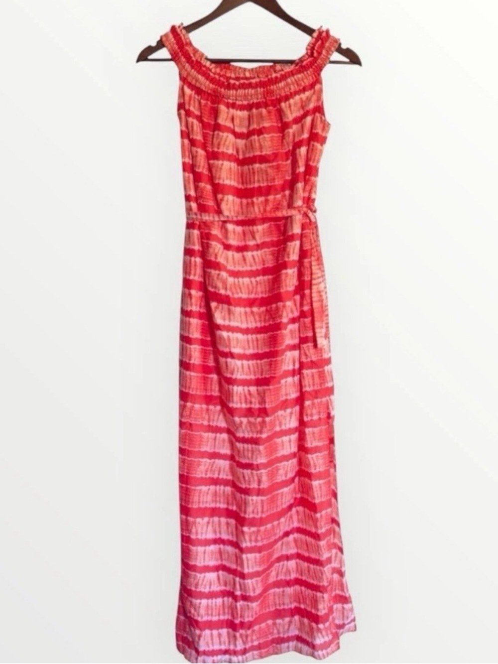 MICHAEL Michael Kors Women's Shibori Stripes Maxi Dress in Sangria Size S NWT